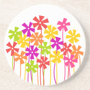 Dessous De Verre En Grès Joli rose jaune orangé simple fleurs dessin