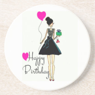 DESSOUS DE VERRE EN GRÈS ***JOLIE ANNIVERSAIRE AMOUREUSE DAME***