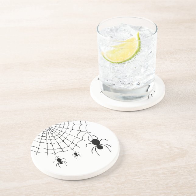 Dessous De Verre En Grès Jolie Black Spider Web Halloween (Côté)
