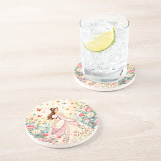 Dessous De Verre En Grès Jolie princesse avec papillons
