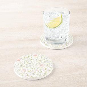 Dessous De Verre En Grès Jolies Fleurs Blanches Roses