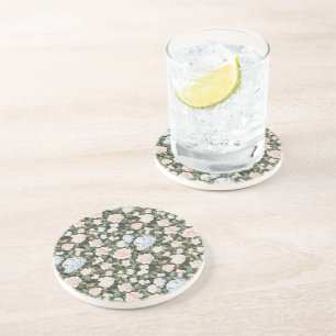 Dessous De Verre En Grès Jolies Fleurs Bleues Roses
