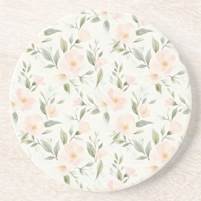 Dessous De Verre En Grès Jolies Fleurs de Pêcher (Devant)