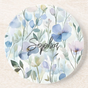Dessous De Verre En Grès Jolies Fleurs Violettes 