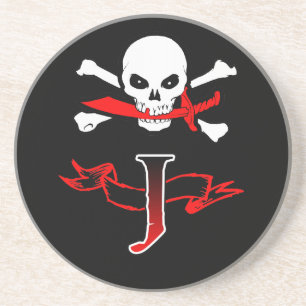 Dessous De Verre En Grès Jolly Roger J Monogram Initial