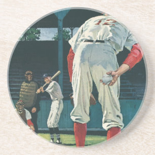 Dessous De Verre En Grès Joueurs de baseball vintage sur le monticule