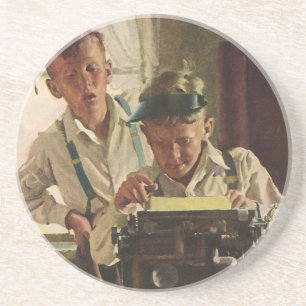 Dessous De Verre En Grès Journalistes de journaux anciens, écrivains Machin