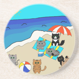 Dessous De Verre En Grès Journée de la plage familiale