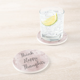 Dessous De Verre En Grès Joyeuses pensées Dusty Rose Blush Rose