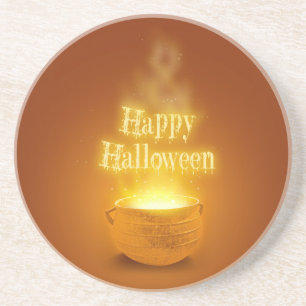 Dessous De Verre En Grès Joyeux Caldron de la sorcière d'Halloween