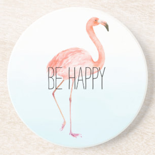Dessous De Verre En Grès Joyeux Flamant rose rose