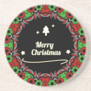 Dessous De Verre En Grès Joyeux modèles de mandala de Noël