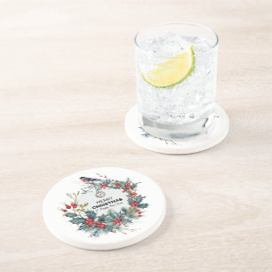 Dessous De Verre En Grès Joyeux Noël-Baies Rouges & Bouvreuil