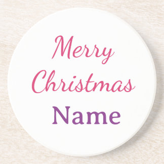 Dessous De Verre En Grès joyeux noël rose bleu nom simple vacances pas