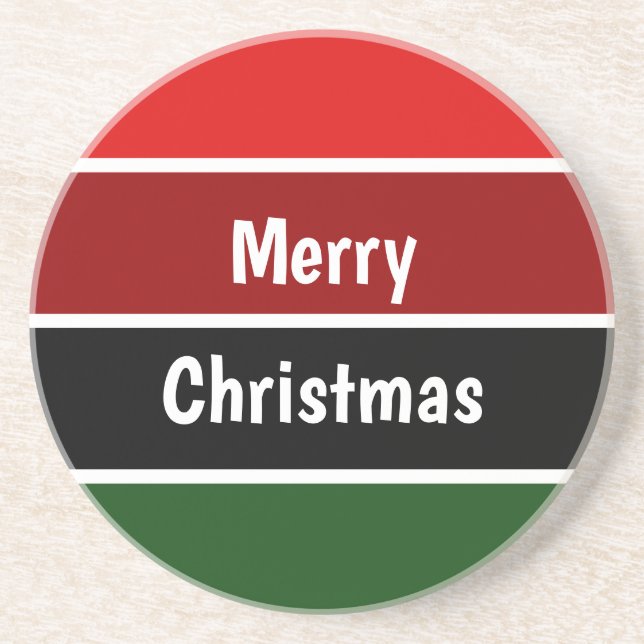 Dessous De Verre En Grès Joyeux Noël Rouge Et Vert (Devant)