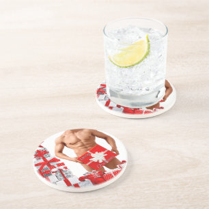 Dessous De Verre En Grès Joyeux Noël SlipperyJoe rouge blanc argent cadeau