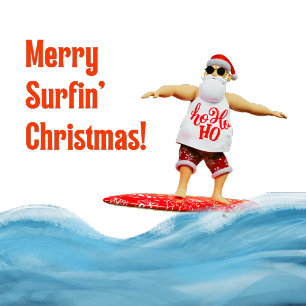 Dessous De Verre En Grès Joyeux Noël Surfin Père Noël sur Surboard