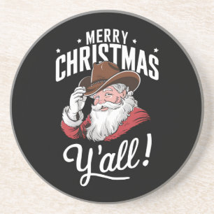 Dessous De Verre En Grès Joyeux Noël Y'all Country Cowboy Père Noël