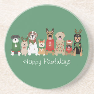 Dessous De Verre En Grès Joyeux Pawlidays Chiens Red Green