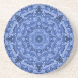Dessous De Verre En Grès Kaléidoscope complexe de bleu royal