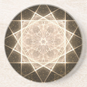 Dessous De Verre En Grès Kaleidoscope Star et Gold