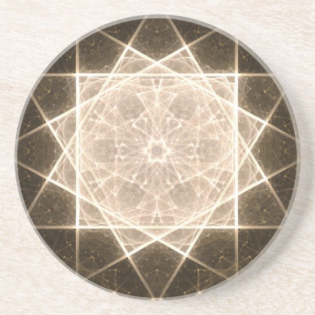 Dessous De Verre En Grès Kaleidoscope Star et Gold (Devant)