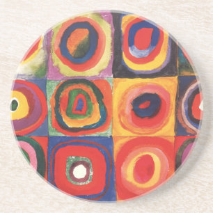 Dessous De Verre En Grès Kandinsky Farbstudie Cercles Carré Quadrate Art