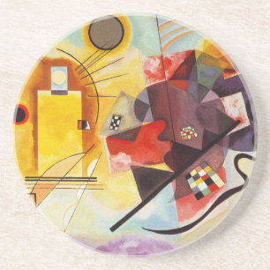 Dessous De Verre En Grès Kandinsky jaune rouge bleu Abstrait peinture