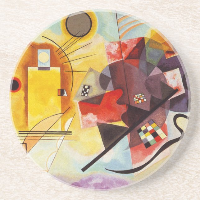 Dessous De Verre En Grès Kandinsky jaune rouge bleu Abstrait peinture (Devant)