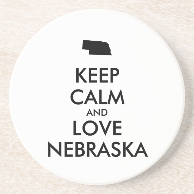 Dessous De Verre En Grès KEEP CALM et LOVE NEBRASKA (Devant)