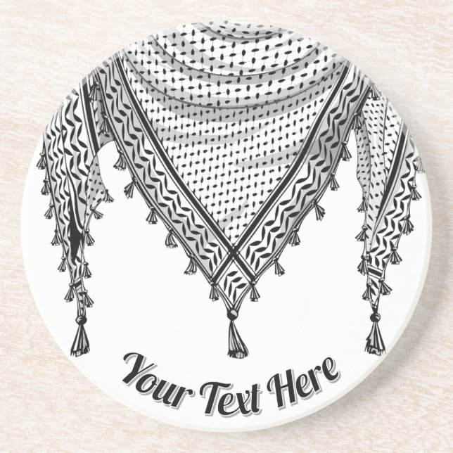 Dessous De Verre En Grès Keffiyeh Écharpe palestinienne tissu traditionnel (Devant)