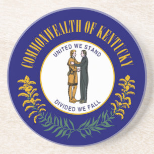 Dessous De Verre En Grès Kentucky : Drapeau de l'État américain du Commonwe