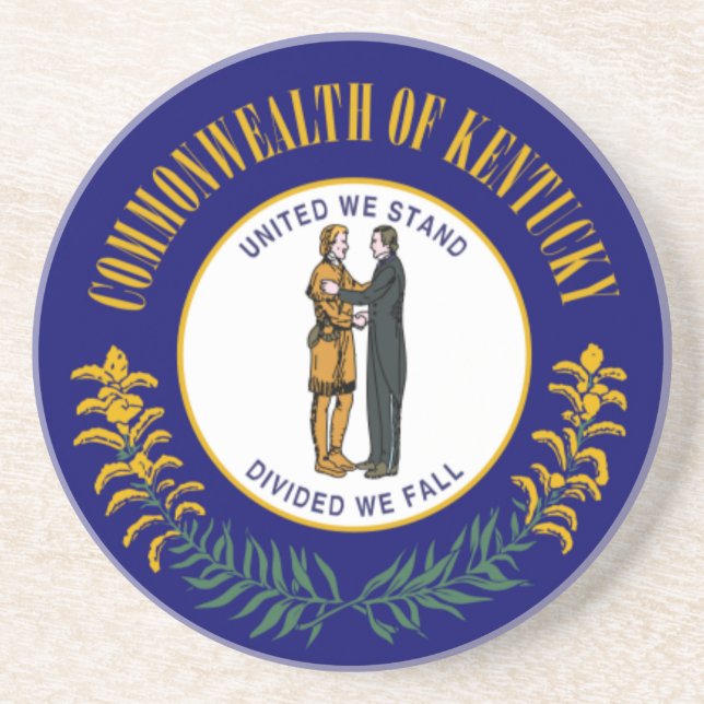 Dessous De Verre En Grès Kentucky : Drapeau d'État américain du Commonwealt (Devant)