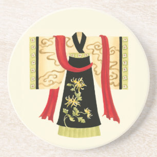 Dessous De Verre En Grès Kimono japonais traditionnel avec l'impression