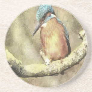 Dessous De Verre En Grès Kingfisher Étonnant En Aquarelle