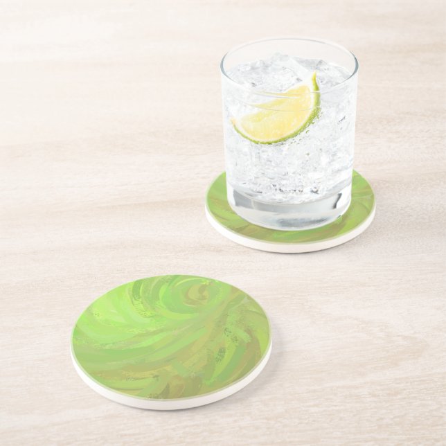 Dessous De Verre En Grès Kiwi Bash Tourbillon Vert (Côté)