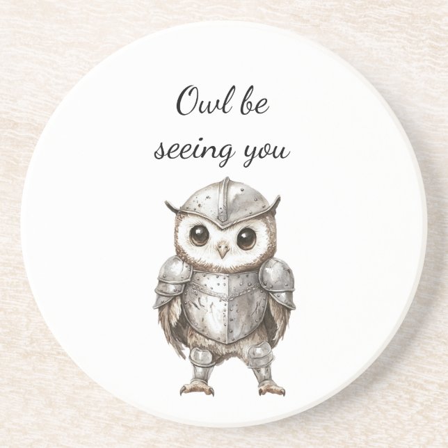 Dessous De Verre En Grès Knight Owl in Shining Armor (Devant)