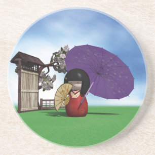 Dessous De Verre En Grès Kokeshi Doll