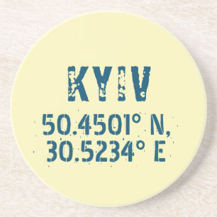 Dessous De Verre En Grès Kyiv Ukraine Latitude & Longitude Distressed 