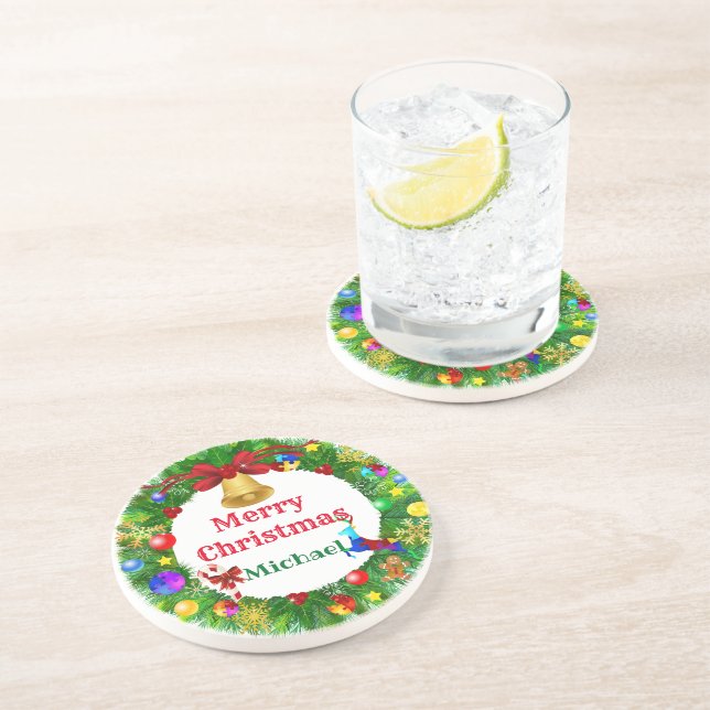 Dessous De Verre En Grès La couronne de Noël autiste (Côté)