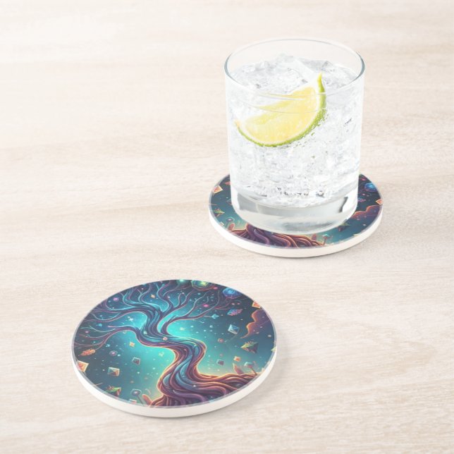 Dessous De Verre En Grès "La Forêt fantastique - Voyages imaginaires" (Côté)