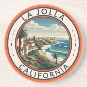 Dessous De Verre En Grès La Jolla California Coastline Travel Art Retro