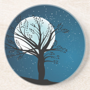 Dessous De Verre En Grès La lune aux dessous de verre de grès de nuit