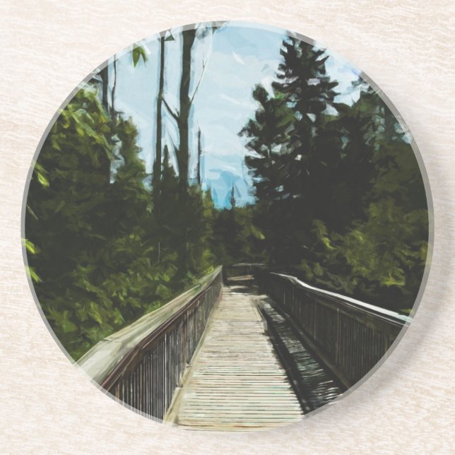 Dessous De Verre En Grès La passerelle au-dessus du canyon canadien (Devant)