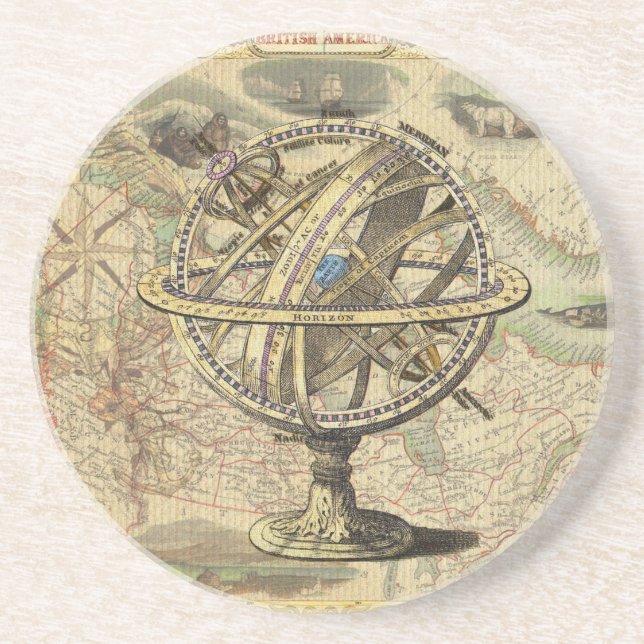 Dessous De Verre En Grès La vieille Amérique britannique Explorez la carte  (Devant)