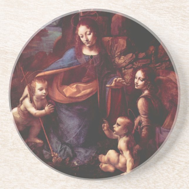 Dessous De Verre En Grès La Vierge des Rochers de Léonard de Vinci (Devant)