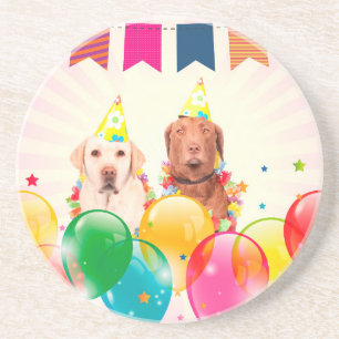 Dessous De Verre En Grès Labrador Retriever Dog Balloons Anniversaire