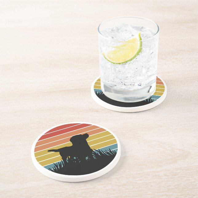 Dessous De Verre En Grès Labrador Retro Sunset (Côté)