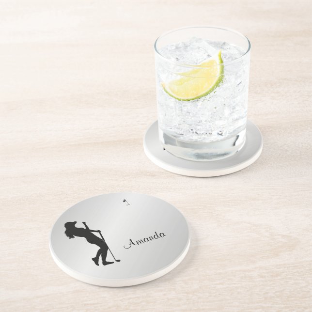 Dessous De Verre En Grès Ladies Golfer Personal  (Côté)