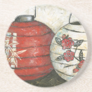 Dessous De Verre En Grès Lanternes du Nouvel An chinois à imprimé floral